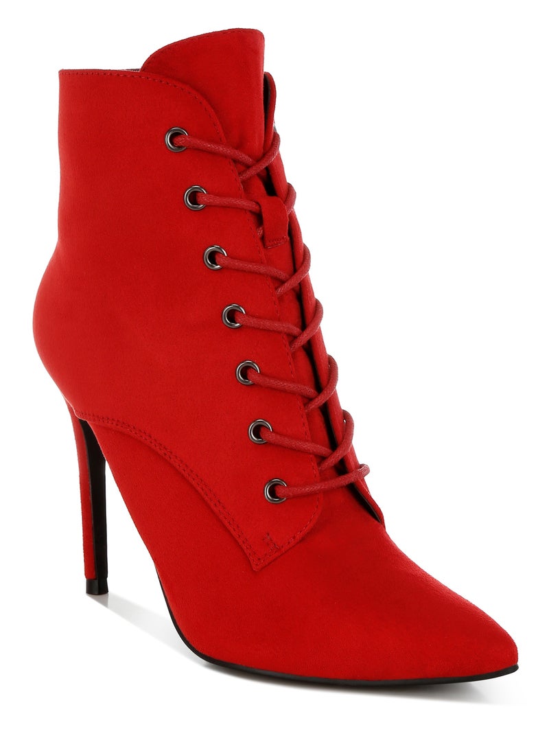 لندن راج حذاء نسائي بكعب عالٍ برباط من ماركة لندن راغ باللون الأحمر. - Image 2