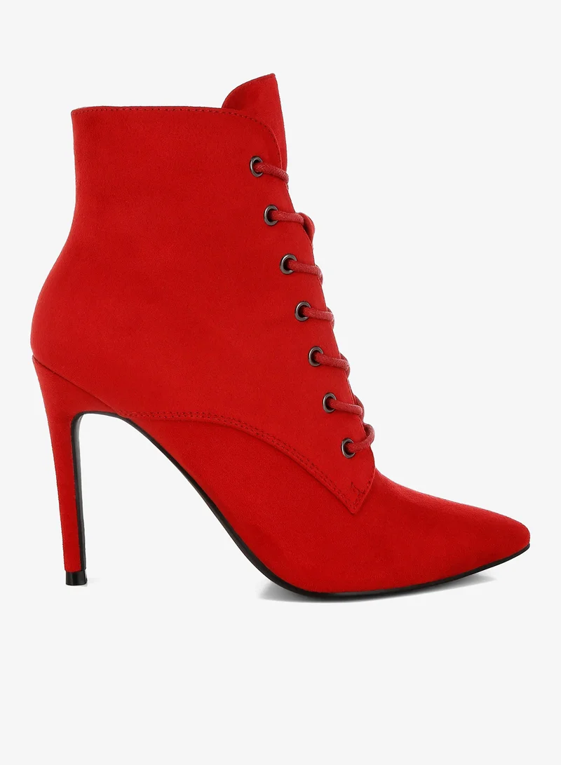 London Rag London Rag Women's Lace Up Stiletto Boots in Red
