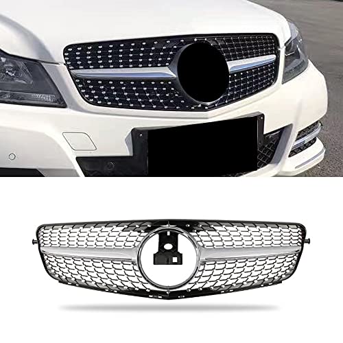 SNA W204 Grill, Front Grille for Mercedes Benz 2008-2014 C-class C300 C250 C350 (Chrome Diamond) - Image 1