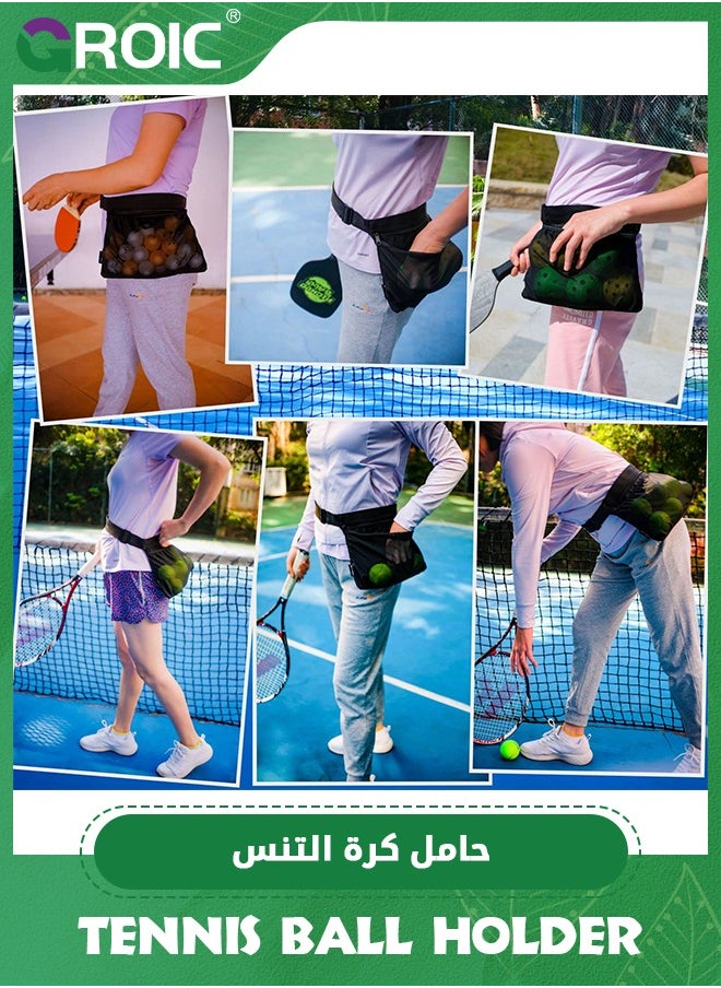 GROIC Tennis Ball Band Holder, Adjustable Pickleball Waist Pouch Holder, Mesh Waist Hip Ball Bag Pouch Carrier, Tennis Pickleballs Holding Accessory, Easy Holding 8 Pickle Balls or Tennis  - Image 4