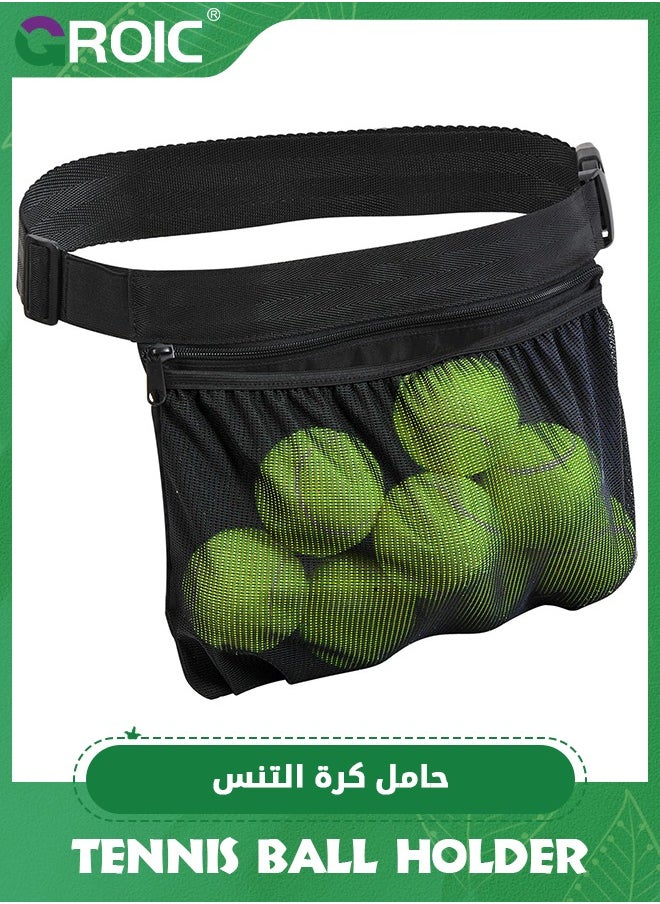 GROIC Tennis Ball Band Holder, Adjustable Pickleball Waist Pouch Holder, Mesh Waist Hip Ball Bag Pouch Carrier, Tennis Pickleballs Holding Accessory, Easy Holding 8 Pickle Balls or Tennis  - Image 1