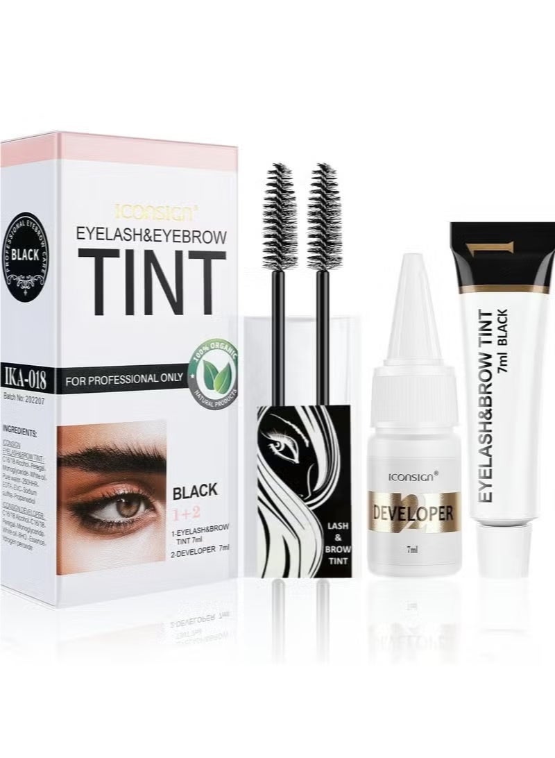 ICONSIGN 2-In-1 Eyelash & Eyebrow Kit, Professional Lash & Brow Color Kit, Lasting for 6 Weeks DIY Hair Coloring for Salon Home Use 7ml (Black) - Image 1