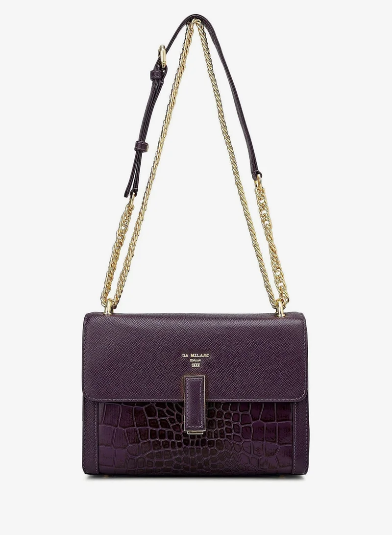 Da Milano  Small Franzy Croco Leather Shoulder Bag - Grapevine for Women | Best Price UAE