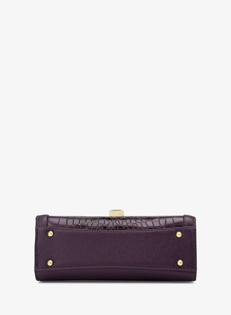 Da Milano  Small Franzy Croco Leather Shoulder Bag - Grapevine for Women | Best Price UAE