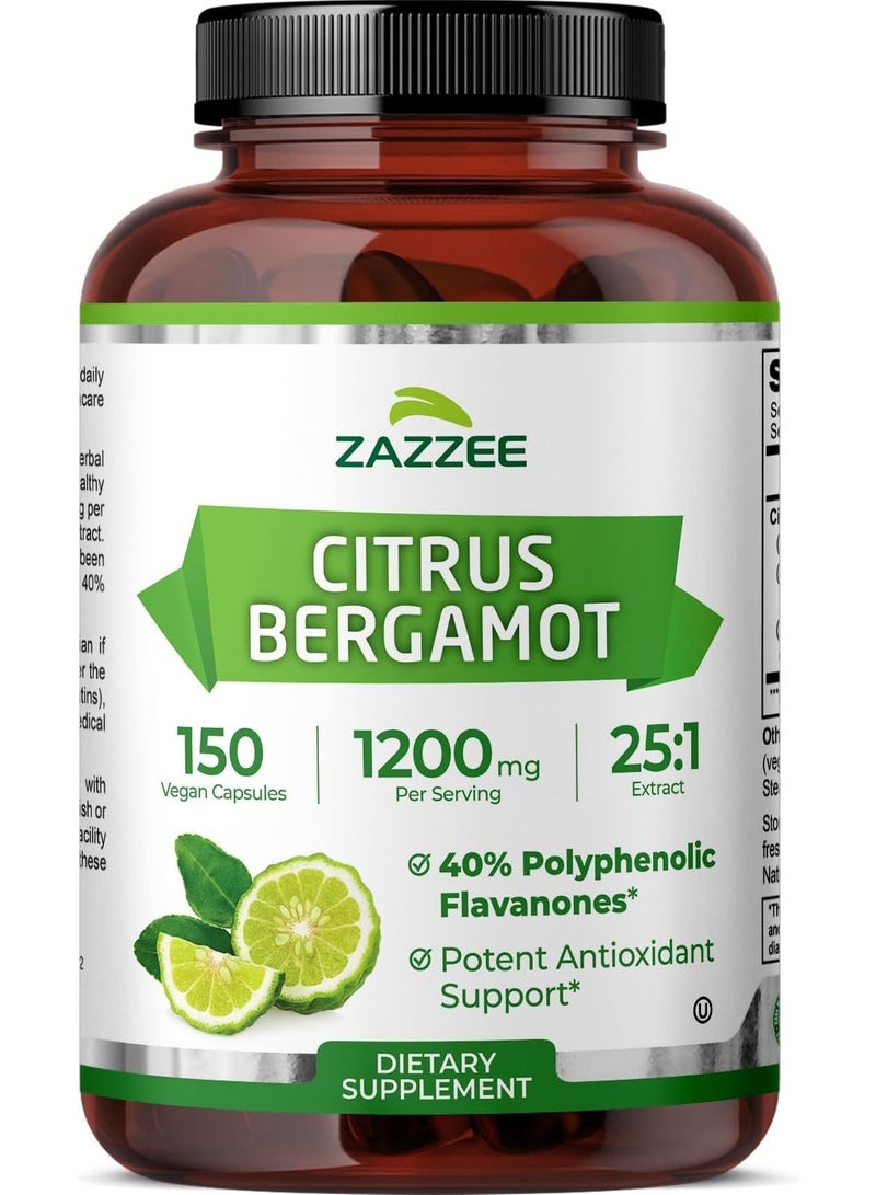Zazzee Citrus Bergamot 25:1 Extract, 1200 mg Per Serving, 150 Capsules - Image 2