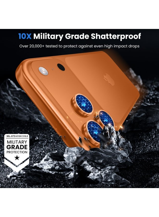 Denx Camera Lens Protector - for 17 Pro Max, Shatterproof Ultra HD 9H Tempered Glass for iPhone Screen Metal Ring Cover Film,Anti-Fingerprint,Scratch Resistant, (Orange) - Image 3