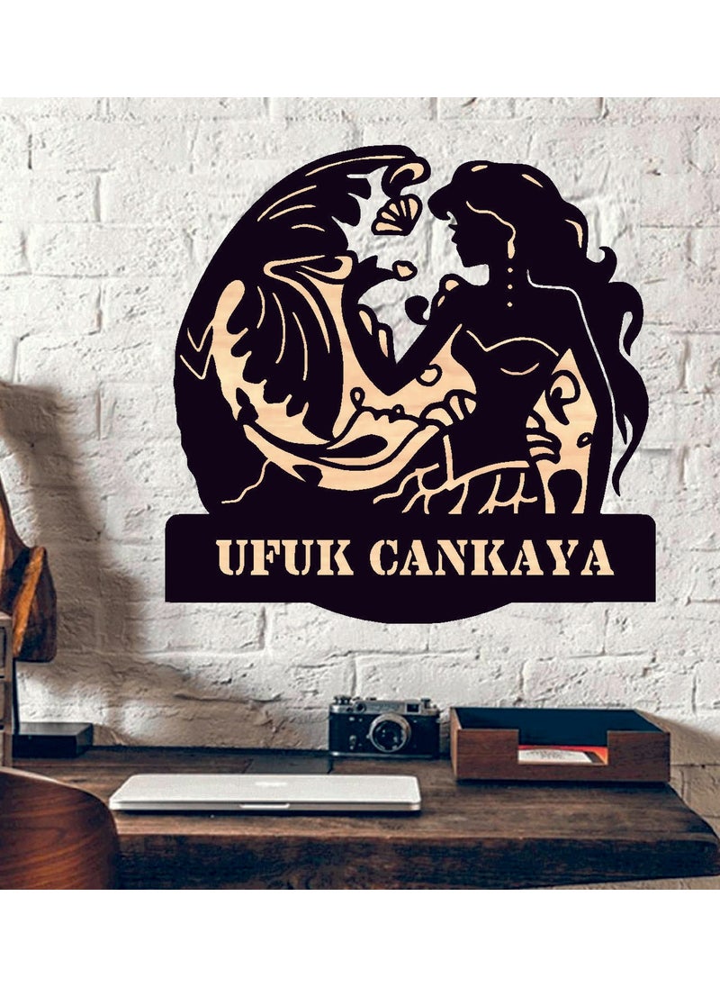 Hediyelikevi Gifthouse Personalized Mermaid Waves Themed Wooden Wall Painting  - Image 2
