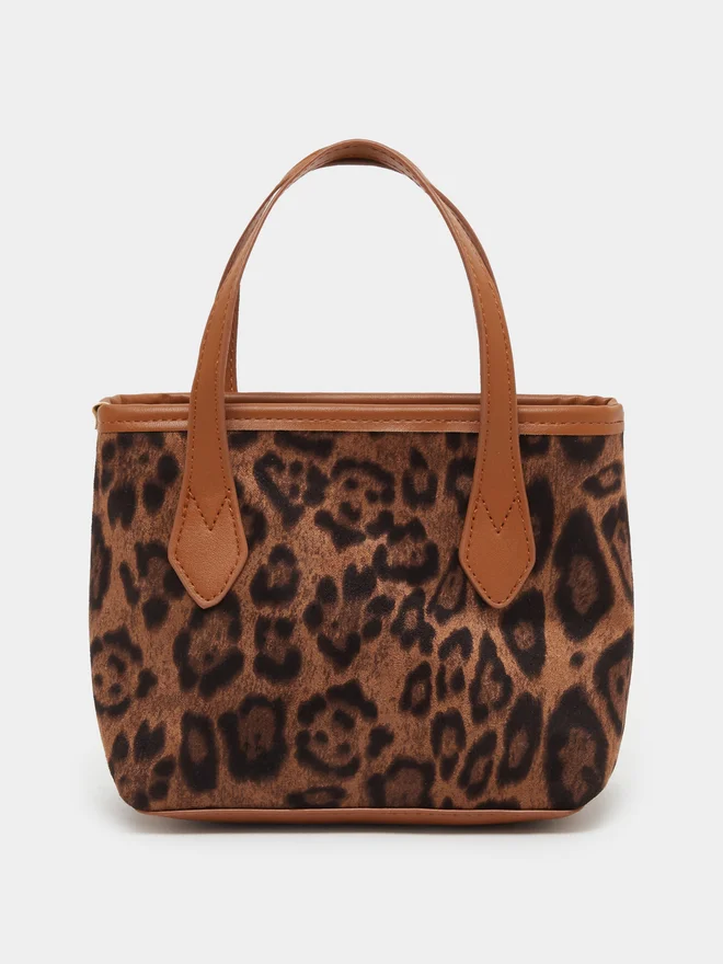 Styli Styli Leopard Print Handbag with Adjustable Strap