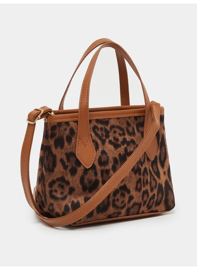 ستايلي Styli Leopard Print Handbag with Adjustable Strap