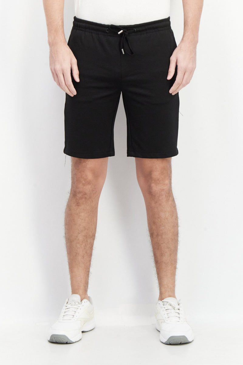 Celio Men Plain Drawstring Basic Shorts, Black - Image 1
