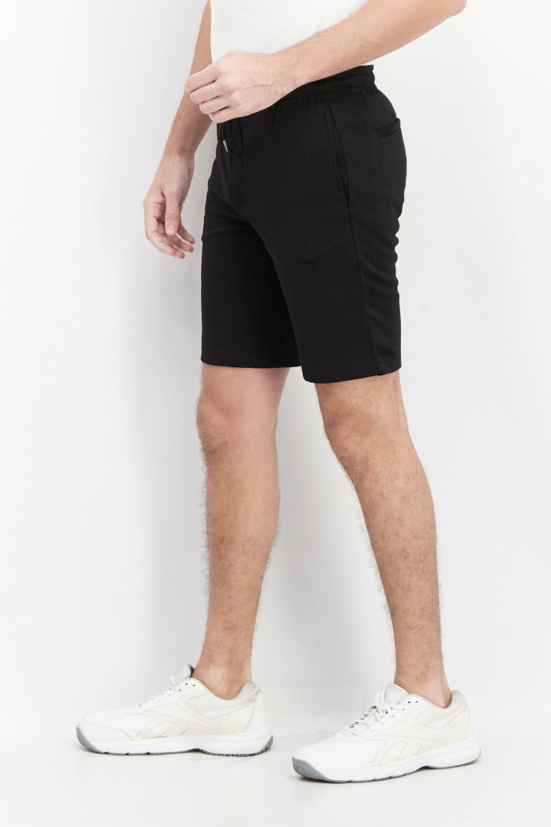 Celio Men Plain Drawstring Basic Shorts, Black - Image 4
