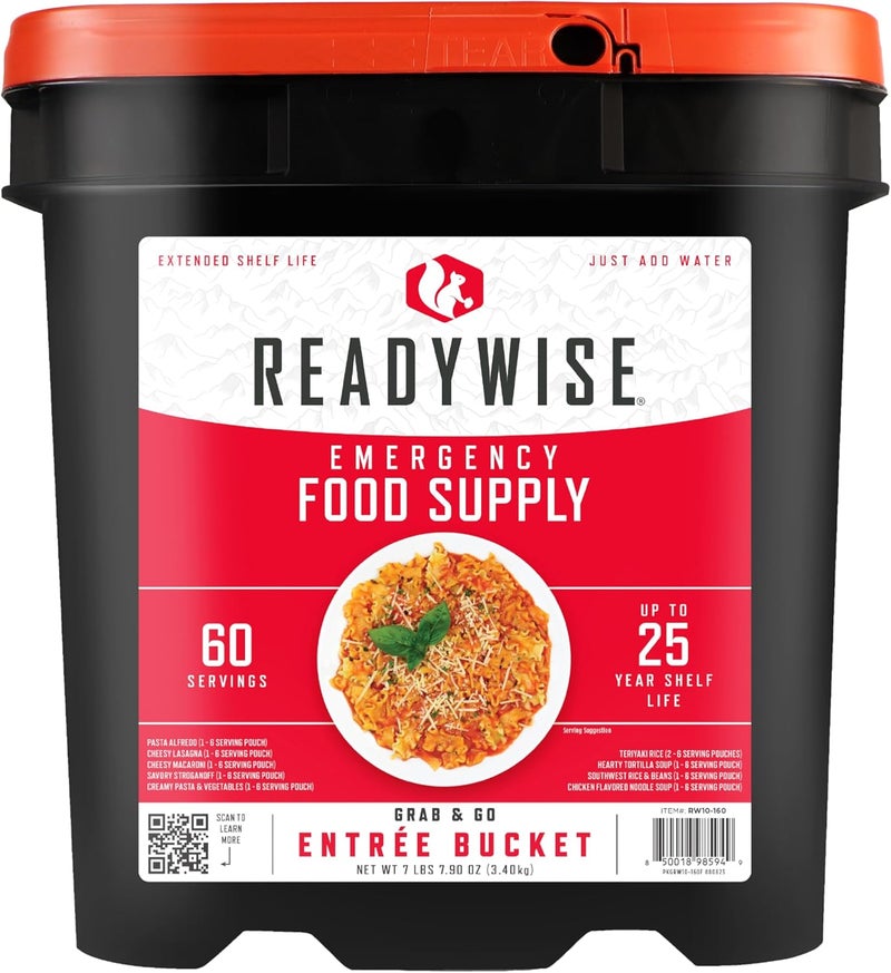 ReadyWise إمدادات الطعام الطارئة من ريدي وايز - 60 حصة من الوجبات المجففة بالتجميد مع مدة صلاحية 25 عامًا - Image 1
