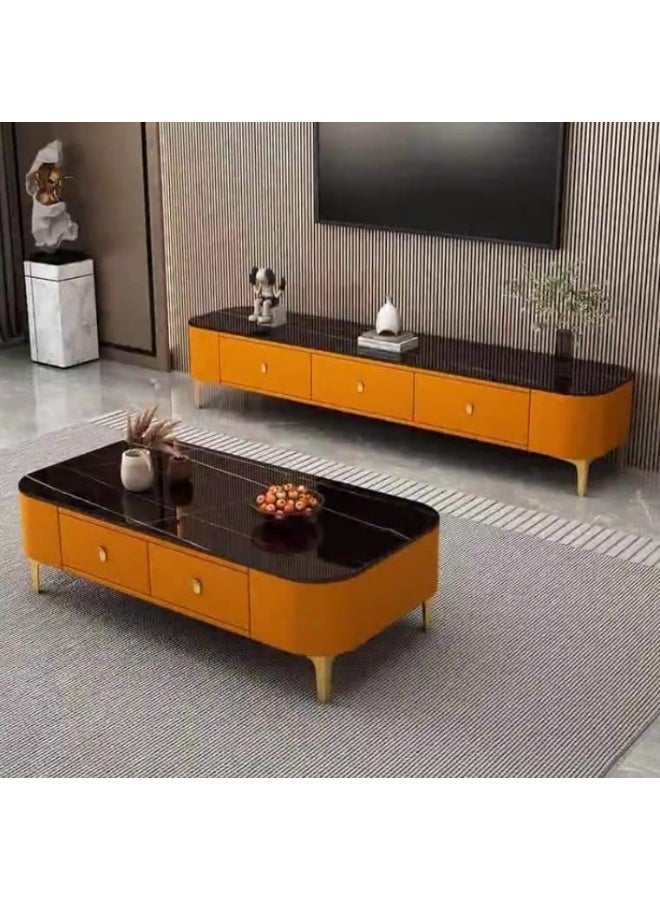 Modern Black and Orange Coffee Table - Image 2