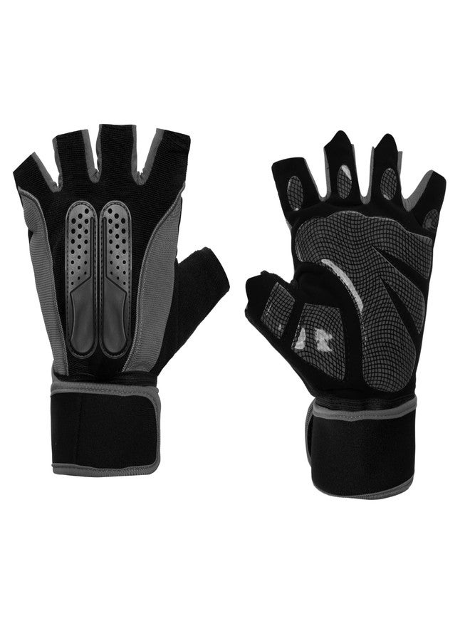 BADOWL Gym Gloves for Men & Women with Wrist Support Accessories | Gloves for Professional Weightlifting, Exercise, Cycling Gloves, Bike Sports Gloves (Grey-Free Size) - Image 1