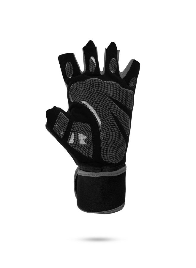 BADOWL Gym Gloves for Men & Women with Wrist Support Accessories | Gloves for Professional Weightlifting, Exercise, Cycling Gloves, Bike Sports Gloves (Grey-Free Size) - Image 2
