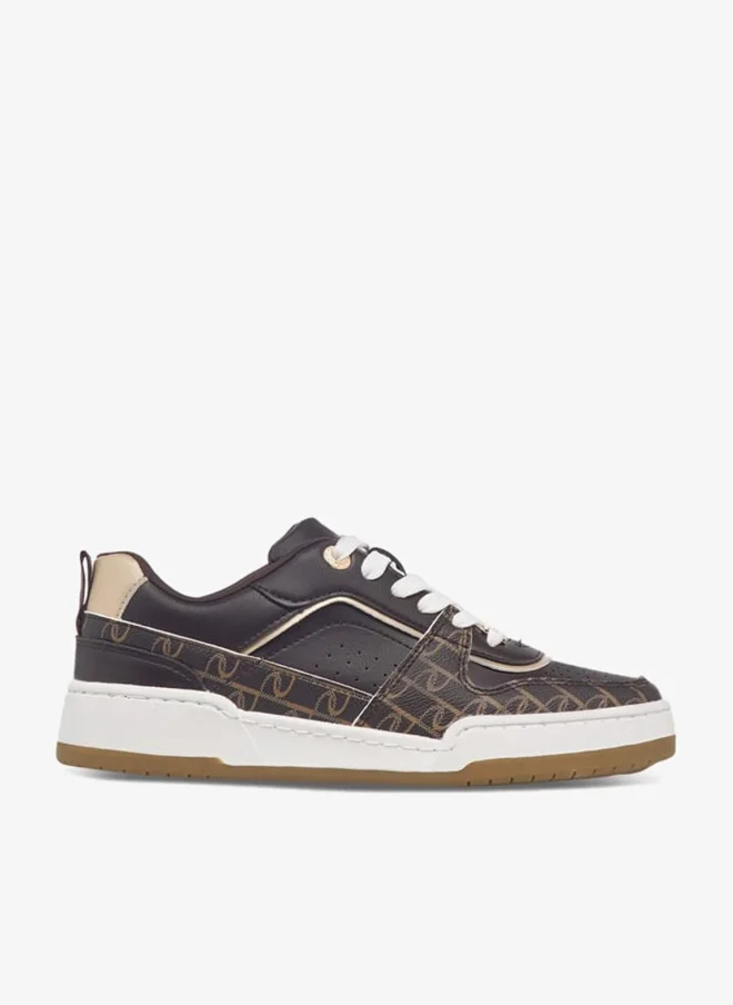 Women's Panelled Lace-Up Sneakers With Pull Tabs