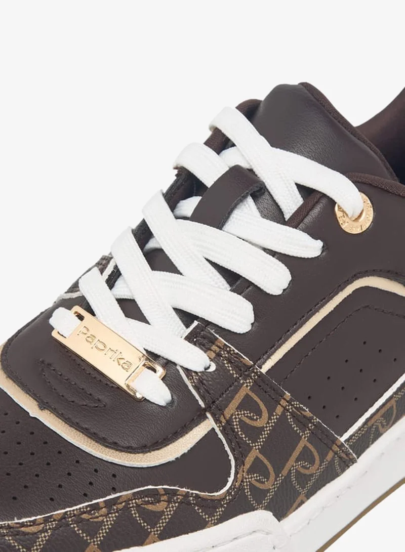 Paprika BROWN Women's Panelled Lace-Up Sneakers With Pull Tabs for Women | Best Price UAE