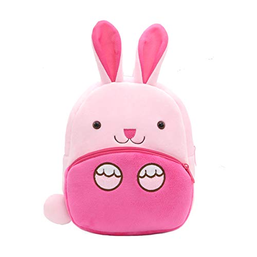 NICE CHOICE Cute Toddler Backpack Toddler Bag Plush Animal Cartoon Mini Travel Bag for Baby Girl Boy 2-6 Years(Rabbit) - Image 1