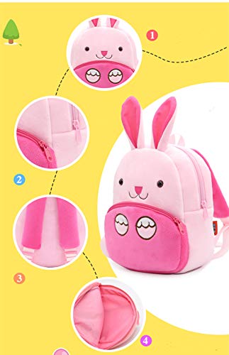 NICE CHOICE Cute Toddler Backpack Toddler Bag Plush Animal Cartoon Mini Travel Bag for Baby Girl Boy 2-6 Years(Rabbit) - Image 5