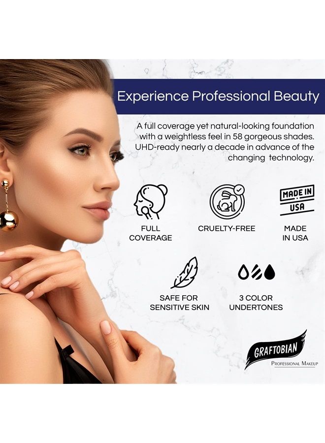 Graftobian HD Glamour Crème Foundation 1/2oz, Weightless Full Coverage Makeup, 65 Inclusive Shades, For All Skin Types, Natural or Full-Glam Looks, For Professionals and Beginners, Golden Sunset - Image 5