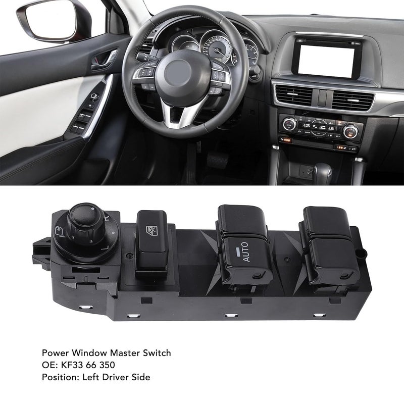 Window Switch, Master Power Window Control Lifter Switch Compatible with Mazda CX-5 2016-2017 Left Driver Door KF33-66-350 - Image 4