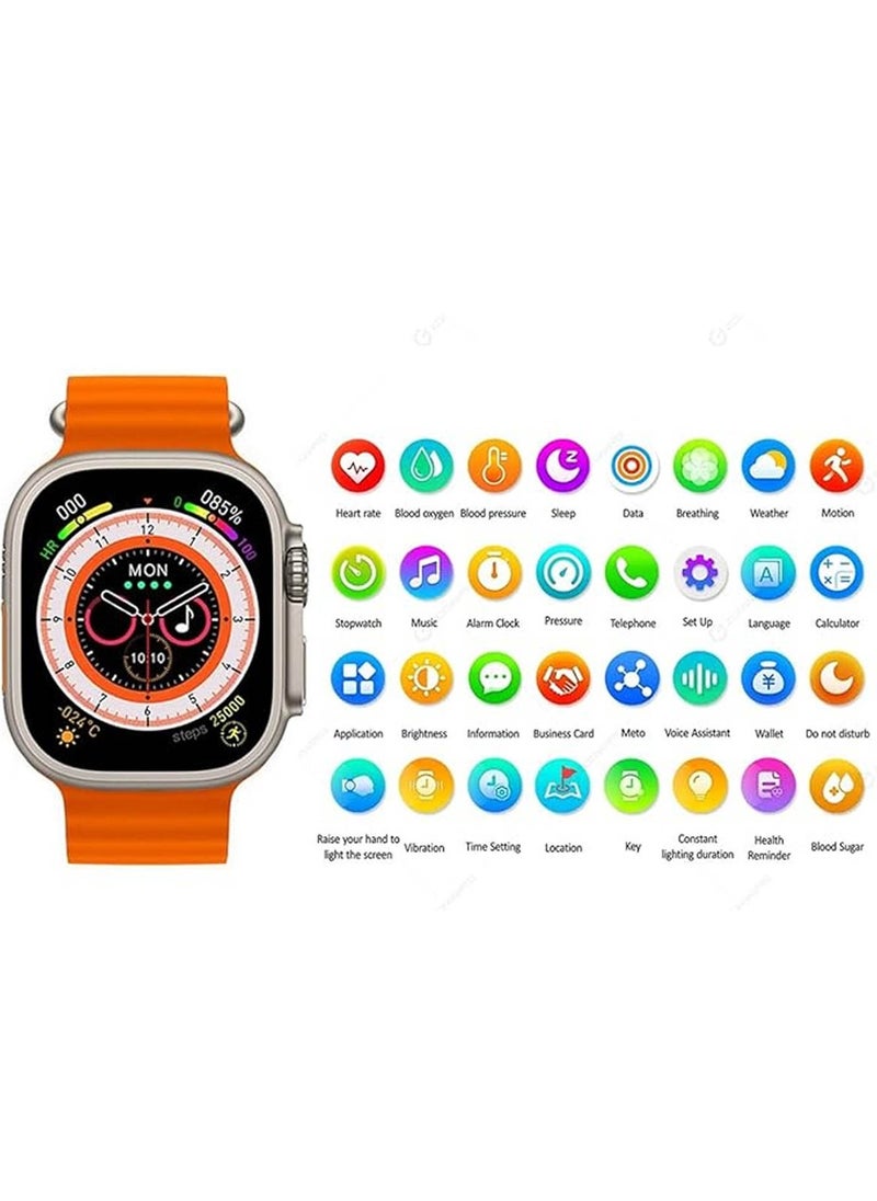 HK - HK 8Pro Max 49 mm Full Screen AMOLED Display Ultra Smart Watch With 2 Pair Straps IP68 Water Proof Multi Function NFC Voice Assistant and Wireless Charger For Ladies and Gents - Image 1