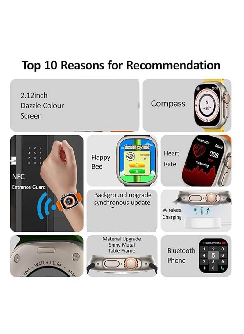 HK - HK 8Pro Max 49 mm Full Screen AMOLED Display Ultra Smart Watch With 2 Pair Straps IP68 Water Proof Multi Function NFC Voice Assistant and Wireless Charger For Ladies and Gents - Image 1