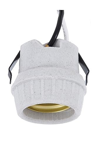 B&P Lamp® Medium Base, U-Clip Snap-in Porcelain Keyless Fixture Socket with 8.5" Wire Leads - Image 2