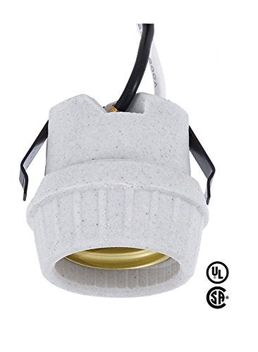 B&P Lamp® Medium Base, U-Clip Snap-in Porcelain Keyless Fixture Socket with 8.5" Wire Leads - Image 4