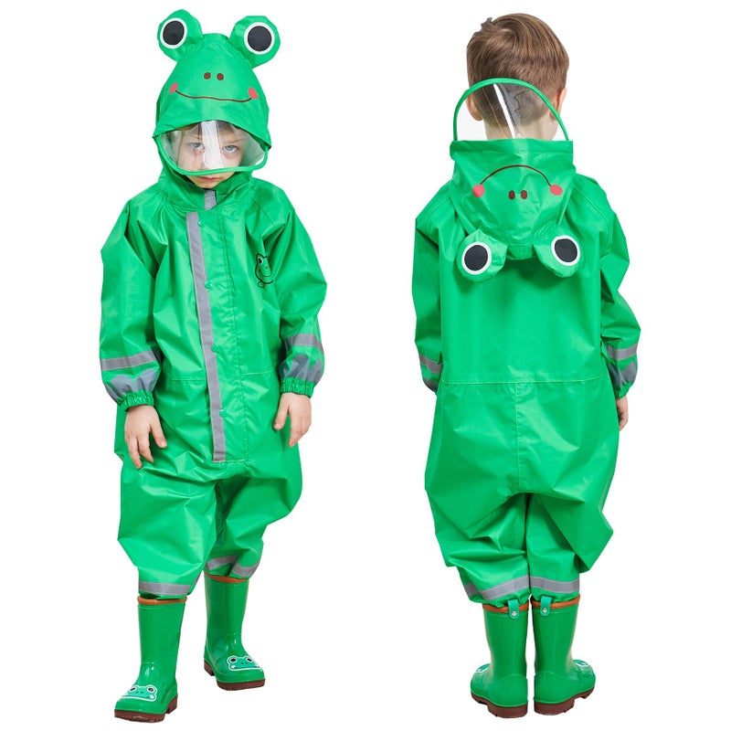 SSAWcasa Toddler Rain Suit, Kids Muddy Play Buddies Waterproof One Piece Hoodie Rain Jacket Coat Poncho Gear Coverall Baby Girl Boy - Image 1