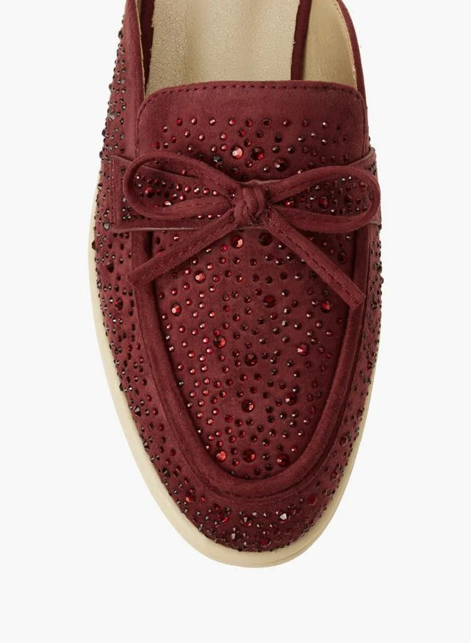 Renzo Ruganni BURGUNDY Women Embellished Mules for Women | Best Price UAE