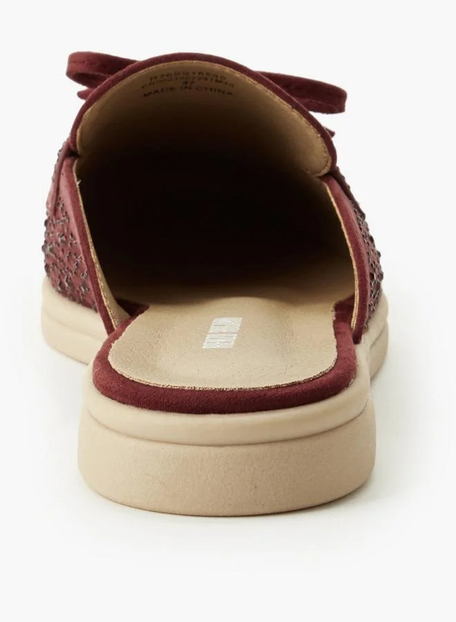 Renzo Ruganni BURGUNDY Women Embellished Mules for Women | Best Price UAE