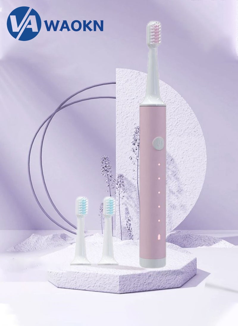 WAOKN Rechargeable Sonic Electric Toothbrush High-frequency Vibration IPX6 Waterproof Power Toothbrush 5 Modes Adjustable and Smart Electric Toothbrush with 3 Detachable Soft-bristle Brush Heads - Image 1