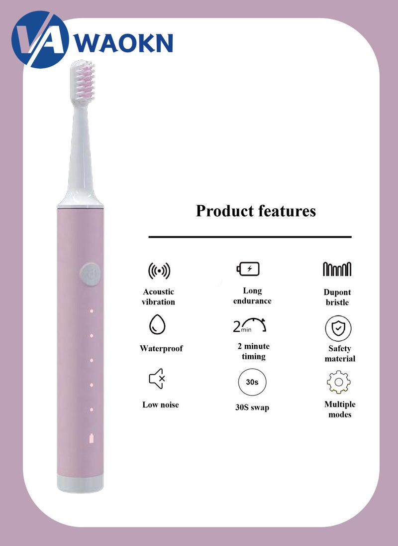 WAOKN Rechargeable Sonic Electric Toothbrush High-frequency Vibration IPX6 Waterproof Power Toothbrush 5 Modes Adjustable and Smart Electric Toothbrush with 3 Detachable Soft-bristle Brush Heads - Image 2