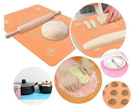 JRT Silicon Fondant Rolling Mat or Silicone Baking Sheet Large with Measurements Stretchable for Kitchen Roti Chapati Cake Pad Cooking Dough Atta Kneading 48x38cm Multicolour - Image 2