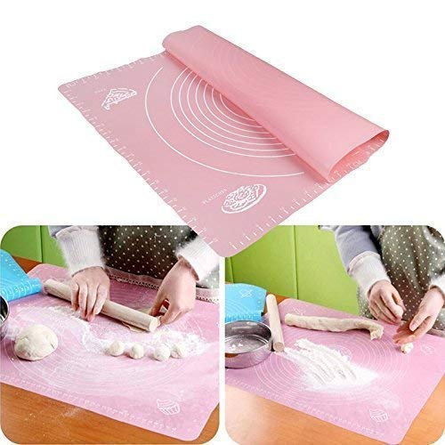 JRT Silicon Fondant Rolling Mat or Silicone Baking Sheet Large with Measurements Stretchable for Kitchen Roti Chapati Cake Pad Cooking Dough Atta Kneading 48x38cm Multicolour - Image 1