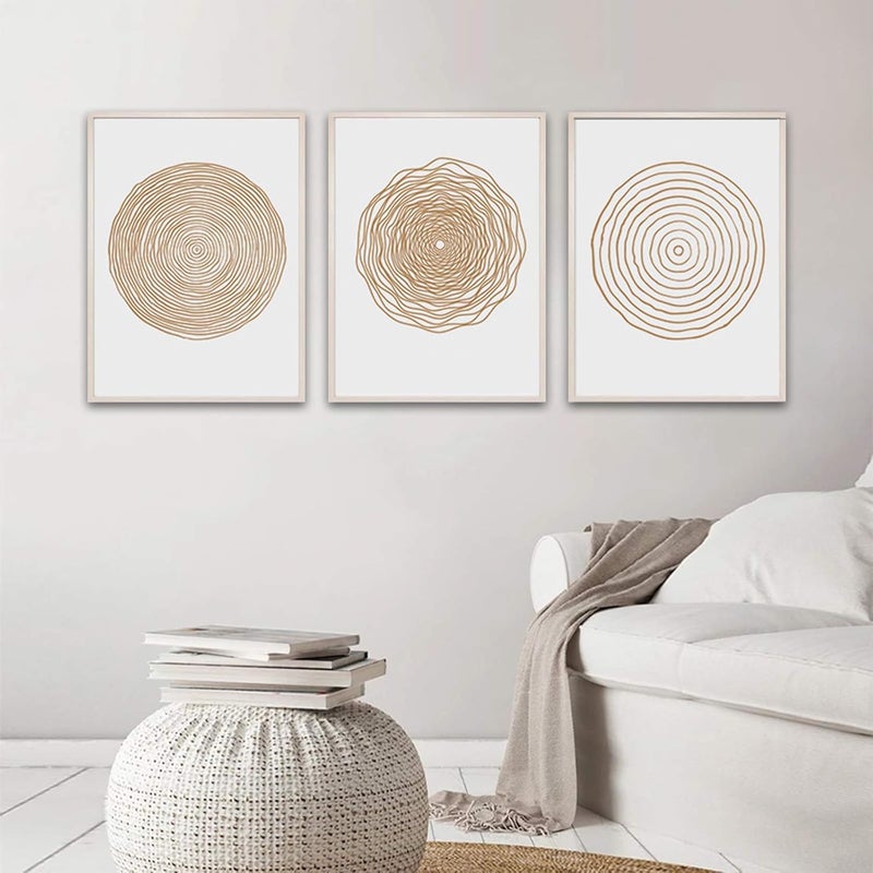 Ecyanlv Mid Century Modern Wall Art - Boho Canvas Print - Abstract Geometric Canvas Wall Art Set - Scandinavian Wall Art Painting for Living Room Bedroom Decor No Framed - Image 1