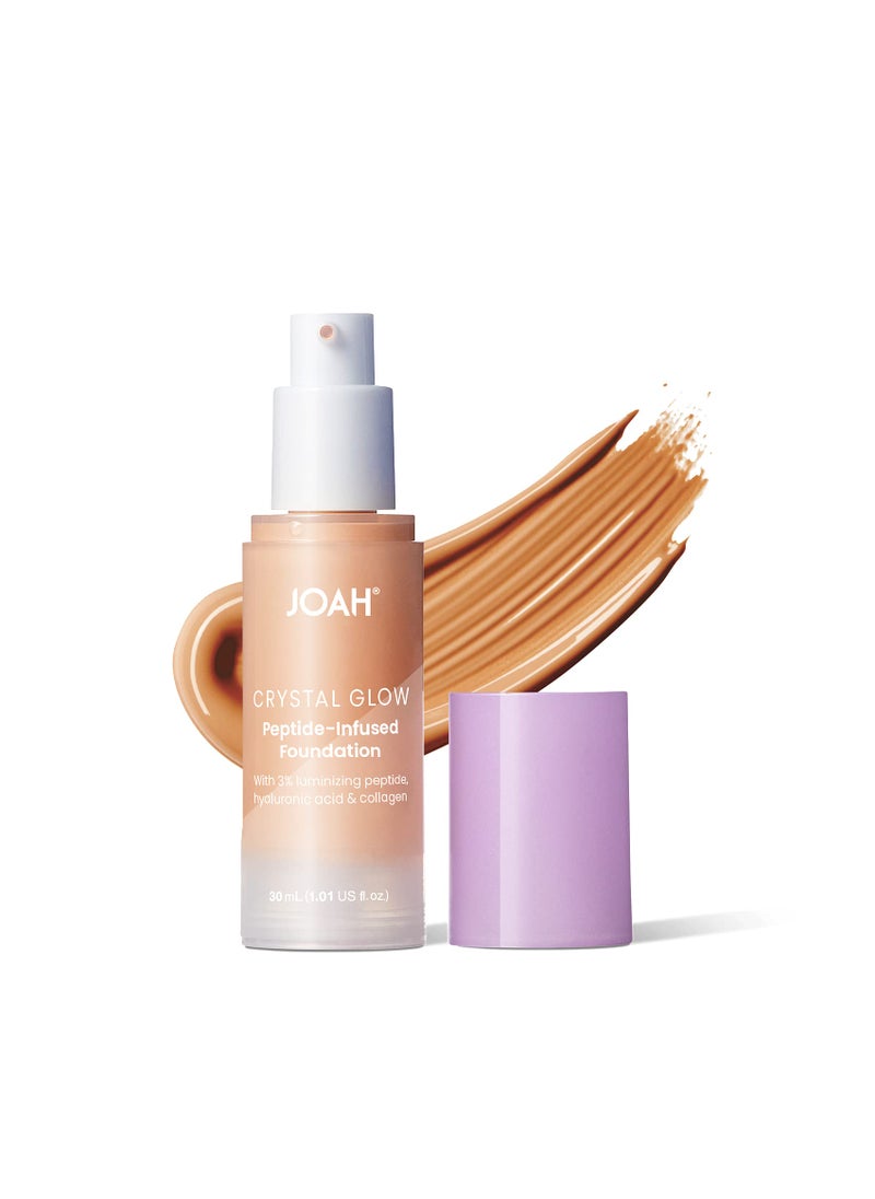 JOAH JOAH Crystal Glow Peptide-Infused Foundation, 2-in-1 Multitasking Korean Makeup with Blurring Face Primer, Luminizer, Hydration & Skin Defense for a Flawless Finish, 1.01 Oz, Light Medium Neutral 