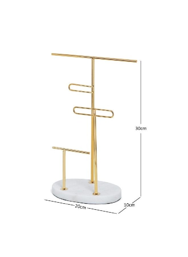 homes r us - Ore 4-Tier Jewellery Stand, Gold & White - 20x30 cm - Image 1