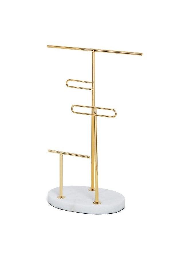 homes r us - Ore 4-Tier Jewellery Stand, Gold & White - 20x30 cm - Image 1