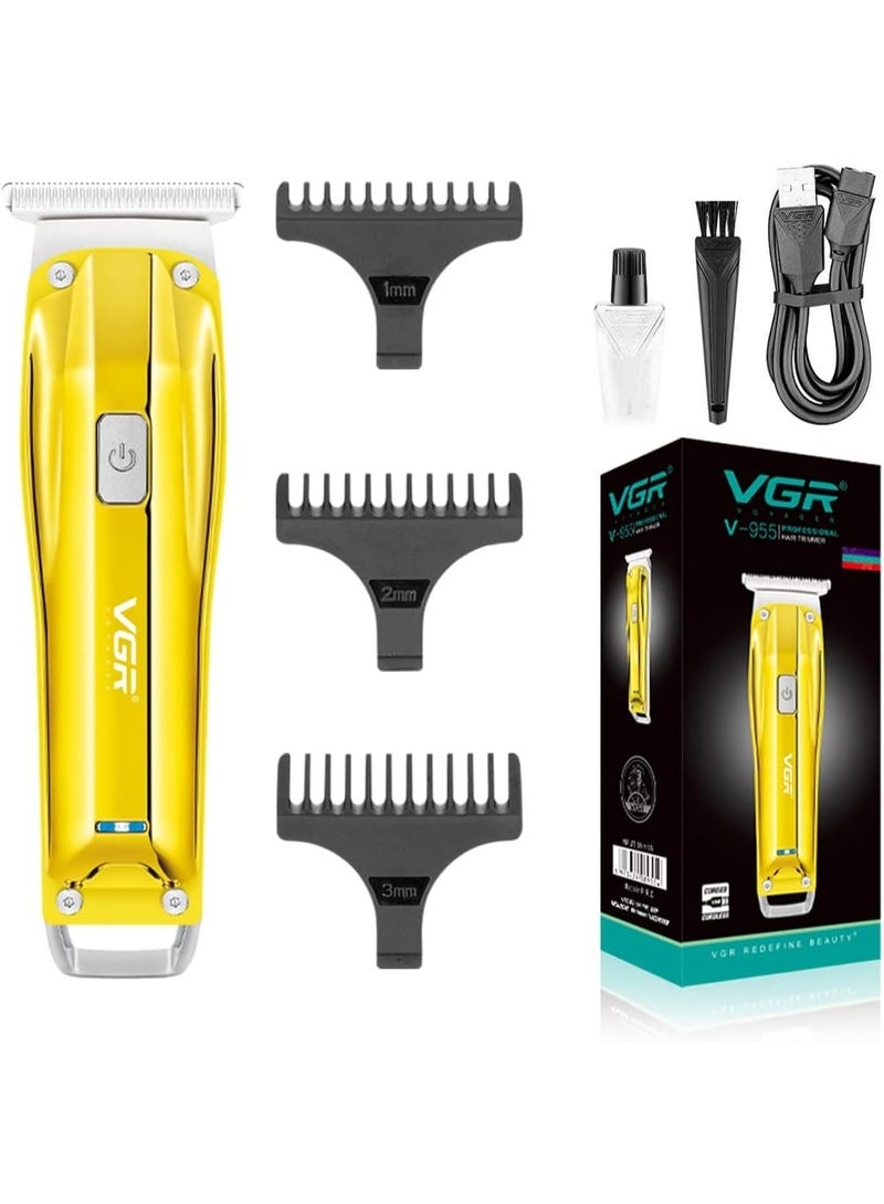 VGR V-955 Professional Rechargeable Hair Trimmer with Stainless steel Blades, USB Charging cable, 3 Guide Combs for Men, 500 mAh Li-ion Battery (Gold) Gold - Image 1