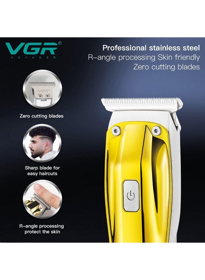 VGR V-955 Professional Rechargeable Hair Trimmer with Stainless steel Blades, USB Charging cable, 3 Guide Combs for Men, 500 mAh Li-ion Battery (Gold) Gold - Image 5
