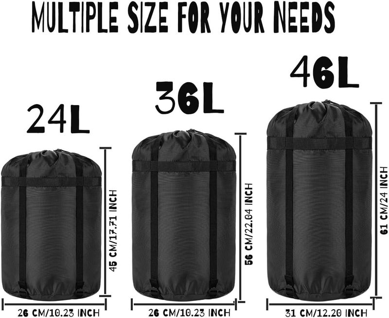 Borogo Compression Stuff Sack, 24L/36L/46L Sleeping Bags Storage Stuff Sack Organizer Waterproof Camping Hiking Backpacking Bag for Travel - Great Sleeping Bags Clothes Camping - Image 2