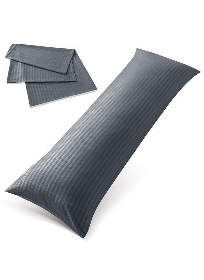 Hotel Linen Klub Hotel Linen Klub Long Body 1Pc Stripe Pillowcase - 100% Microfiber  with envelope closure, Soft and Durable Quality, Size : 45 x 125cm , Dark Grey  - Image 1