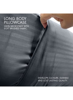 Hotel Linen Klub Hotel Linen Klub Long Body 1Pc Stripe Pillowcase - 100% Microfiber  with envelope closure, Soft and Durable Quality, Size : 45 x 125cm , Dark Grey  - Image 2