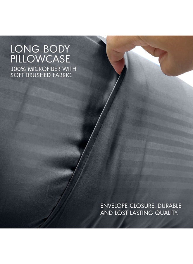 Hotel Linen Klub Hotel Linen Klub Long Body 1Pc Stripe Pillowcase - 100% Microfiber  with envelope closure, Soft and Durable Quality, Size : 45 x 125cm , Dark Grey  - Image 2