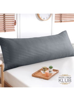 Hotel Linen Klub Hotel Linen Klub Long Body 1Pc Stripe Pillowcase - 100% Microfiber  with envelope closure, Soft and Durable Quality, Size : 45 x 125cm , Dark Grey  - Image 4
