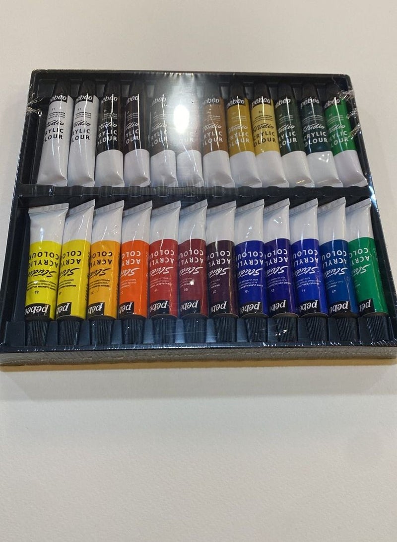 Pebeo مجموعة ألوان أكريليك Pebeo Studio Acrylics للفنانين المحترفين والرسامين الهواة 24 لونًا 12 مل - Image 3