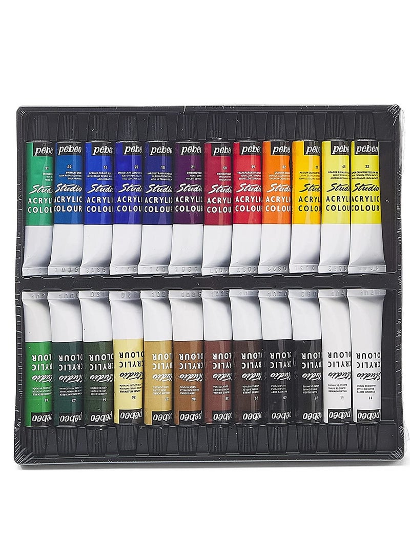 Pebeo مجموعة ألوان أكريليك Pebeo Studio Acrylics للفنانين المحترفين والرسامين الهواة 24 لونًا 12 مل - Image 4