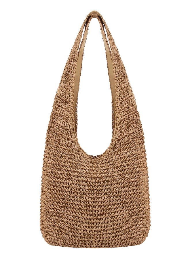 Naimo Women Straw Beach Shoulder Bag Woven Tote Handbag Large Handmade Weaving Summer Casual Hobo Bag - Image 1